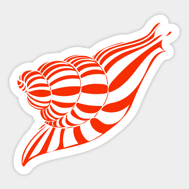 Red Peppermint Swirl Snail Gastropod Mollusk Shell Sticker by RJKpoyp